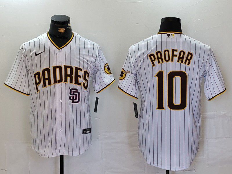 Men San Diego Padres #10 Profar White stripe Game 2024 Nike MLB Jersey style 3